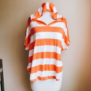 NWOT Jolie Bold Striped Hooded Dolman Jersey Top